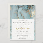 MODERNES AQUA DUSKY BLAUE GOLD AGATE WEDING INVITE DANKESKARTE (Vorne/Hinten)