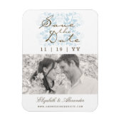 Modernes Aqua Floral Blühte Save the Date Foto Magnet (Vertikal)