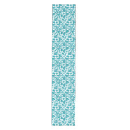 Modernes Aqua Floral Mittelgroßer Tischläufer