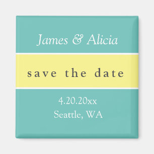 Modernes Aqua & Gelb Save the Date Magnet