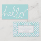 Modernes Aqua-Gitter hallo beruflich Visitenkarte (Vorne/Hinten)
