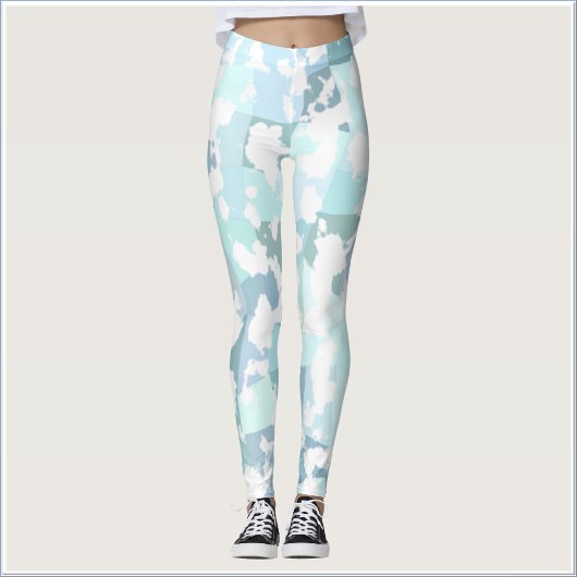 Modernes Aqua Grau und Weiß Geometrisch Leggings