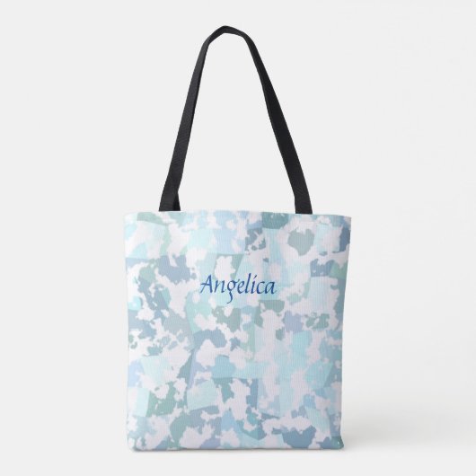 Modernes Aqua Grau und Weiß Geometrisch Tasche (Rückseite)