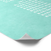 Modernes Aqua-Green-Aqua-Tischdiagramm Poster (Ecke)