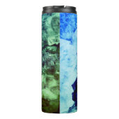 Modernes Aqua & Green Geode mit Initial Thermosbecher (Rückseite)