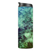 Modernes Aqua & Green Geode mit Initial Thermosbecher (Nach rechts gedreht)