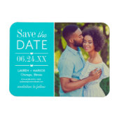 Modernes Aqua Hearts Wedding Foto Save the Date Magnet (Horizontal)