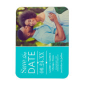 Modernes Aqua Hearts Wedding Foto Save the Date Magnet (Vertikal)