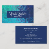 Modernes Aqua Navy Ocean Abstrakt Visitenkarte (Vorne/Hinten)