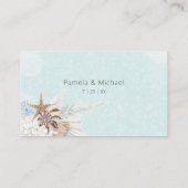 Modernes Aqua Ocean & Muscheln Hochzeit Platzkarte (Rückseite)