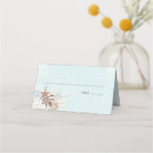 Modernes Aqua Ocean & Muscheln Hochzeit Platzkarte (Vorderseite)