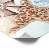 Modernes Aqua Ocean & Muscheln Hochzeit Poster (Ecke)