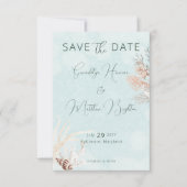 Modernes Aqua Ocean & Muscheln Hochzeit Save The Date (Vorderseite)