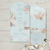 Modernes Aqua Ocean & Muscheln Kein Abendessen All In One Einladung