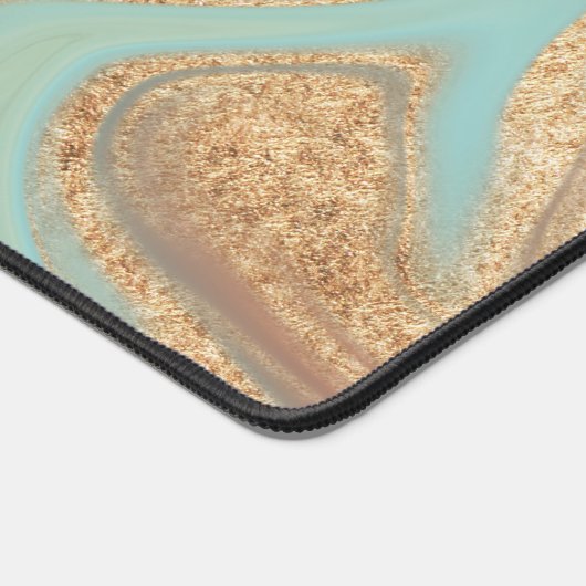 Modernes Aqua Rust Yellow Marble Swirl Monogramm Schreibtischunterlage (Ecke)