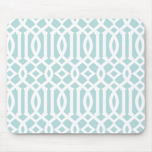 Modernes Aqua Trellis Muster Mousepad (Vorne)