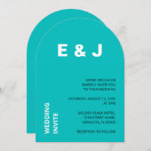 Modernes Aqua Turquoise Hochzeit Einladung (Vorne/Hinten)