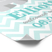 Modernes Aqua und graue Elefantenmonogramm Poster (Ecke)
