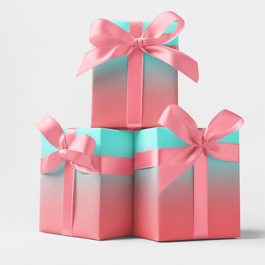 Modernes Aqua und Korallengraben Geschenkpapier Set