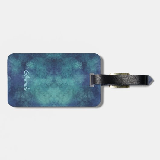 Modernes Aqua und Lila Abstrakt Gepäckanhänger (Rückseite horizontal)