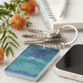 Modernes Aqua und Lila Abstrakt Schlüsselanhänger (Vorderseite rechts)