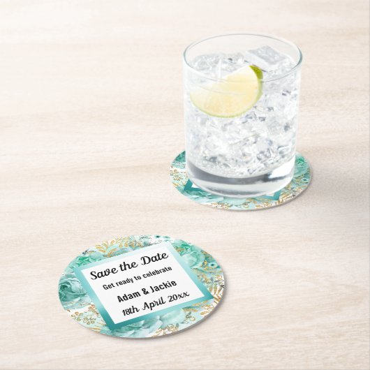 MODERNES AQUA WEISS SAVE THE DATE UNTERSETZER (Vor Ort)