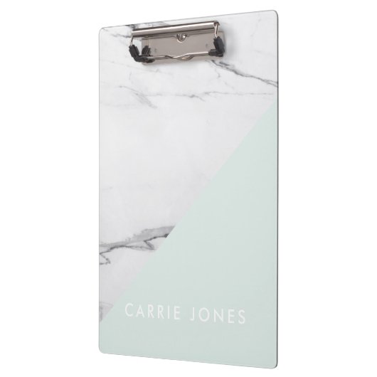 Modernes Aqua Weißes Marmor Klemmbrett (Links)