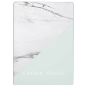 Modernes Aqua Weißes Marmor Klemmbrett (Rückseite)