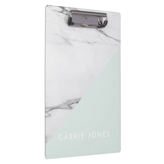 Modernes Aqua Weißes Marmor Klemmbrett (Rechts)