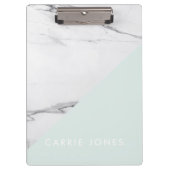 Modernes Aqua Weißes Marmor Klemmbrett (Vorderseite)