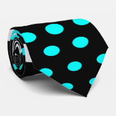 Modernes Aqua & White Polka Dots Muster Krawatte (Gerollt)