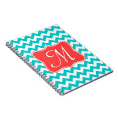 Modernes Aqua-Zickzack Monogramm Erstnotibuch Notizblock (Rechte Seite)