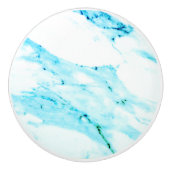 Modernes Aquamarin-blaues Marmormuster Keramikknauf (Vorderseite)