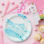 Modernes Aquamarin-blaues Marmormuster Pappteller (Party)