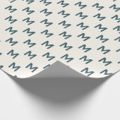 Modernes Aquamarin Blue-kundenspezifisches Monogra Geschenkpapier (Ecke)