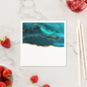 Modernes Aquamarin & Gold Agate auf Weiß Serviette (Beispiel)