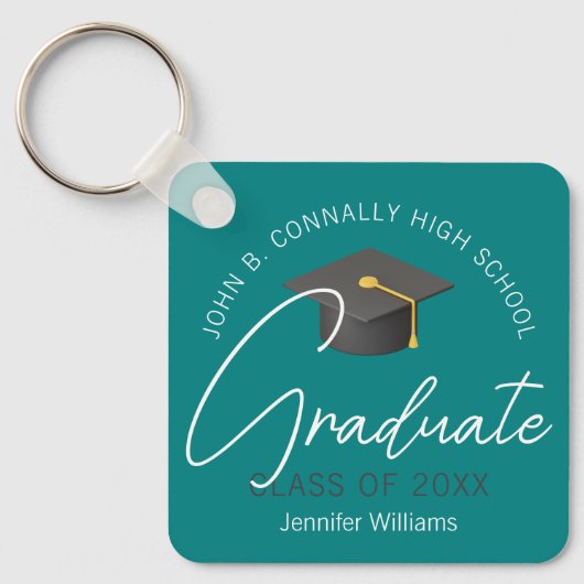 Modernes Aquamarin Graduate Custom 2025 Abschluss Schlüsselanhänger (Vorderseite)
