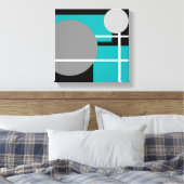 Modernes Aquamarin Grau Schwarz-weiß - überzogene Leinwanddruck (Insitu (Schlafzimmer))
