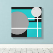 Modernes Aquamarin Grau Schwarz-weiß - überzogene Leinwanddruck (Insitu (Holzboden))