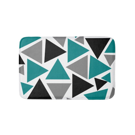 Modernes Aquamarin-Grau-Schwarz-weißes Dreieck-Mus Badematte (Vorderseite)