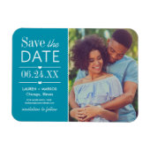 Modernes Aquamarin Hearts Wedding Foto Save the Da Magnet (Horizontal)