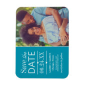 Modernes Aquamarin Hearts Wedding Foto Save the Da Magnet (Vertikal)