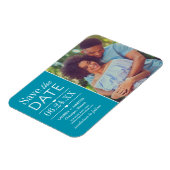 Modernes Aquamarin Hearts Wedding Foto Save the Da Magnet (Linke Seite)