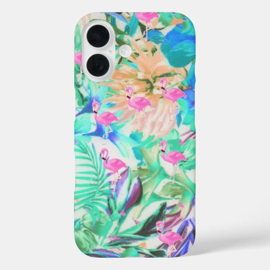 Modernes, aquamarin rosa florales Flamingo Case-Mate iPhone Hülle (Rückseite)