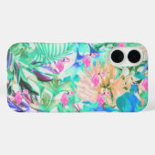 Modernes, aquamarin rosa florales Flamingo Case-Mate iPhone Hülle (Rückseite (Horizontal))