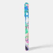 Modernes, aquamarin rosa florales Flamingo Case-Mate iPhone Hülle (Rückseite / Links)