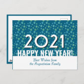 Modernes AQUAMARIN | Schneeflocken | Frohes Neues  Postkarte (Vorne/Hinten)