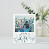 Modernes Aquamarin wirst du mein Foto der Trauzeug (Stehend Vorderseite)