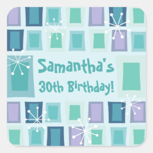 Modernes Aquamarine zum 30. Geburtstag Quadratischer Aufkleber