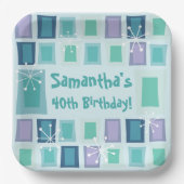 Modernes Aquamarine zum 40. Geburtstag Pappteller (Vorderseite)